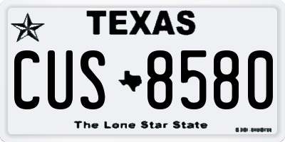 TX license plate CUS8580