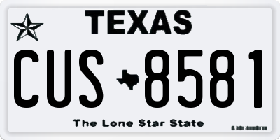 TX license plate CUS8581