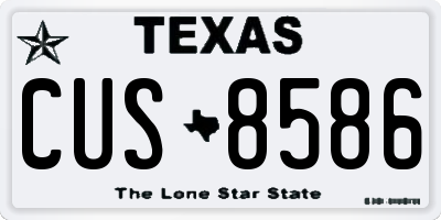 TX license plate CUS8586