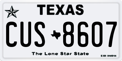 TX license plate CUS8607