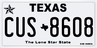 TX license plate CUS8608