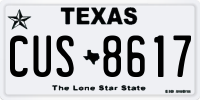 TX license plate CUS8617