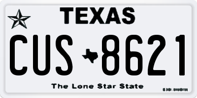 TX license plate CUS8621