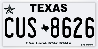 TX license plate CUS8626