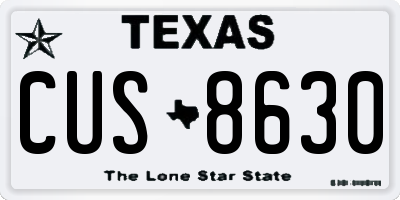 TX license plate CUS8630