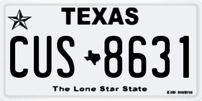 TX license plate CUS8631