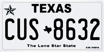 TX license plate CUS8632