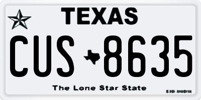 TX license plate CUS8635