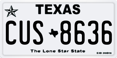 TX license plate CUS8636
