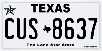 TX license plate CUS8637