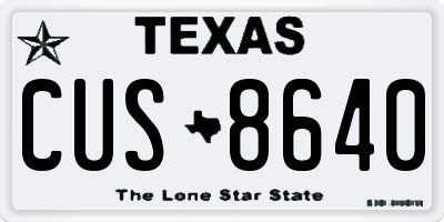TX license plate CUS8640