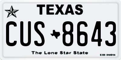 TX license plate CUS8643