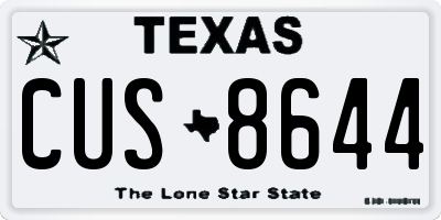 TX license plate CUS8644