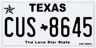 TX license plate CUS8645