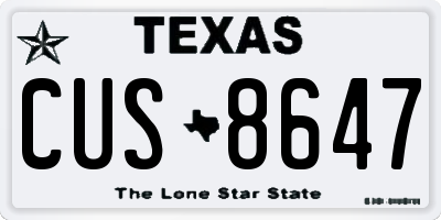 TX license plate CUS8647