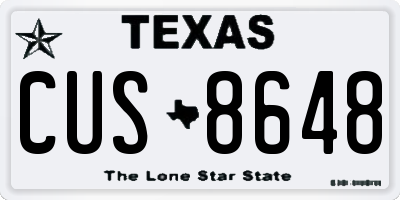 TX license plate CUS8648