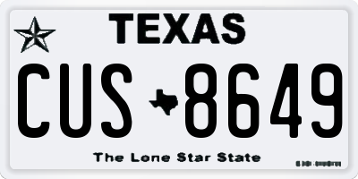 TX license plate CUS8649