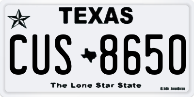 TX license plate CUS8650