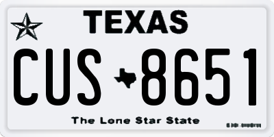 TX license plate CUS8651