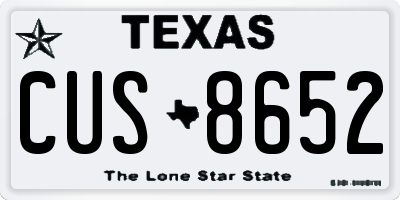 TX license plate CUS8652