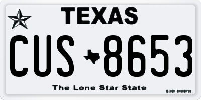 TX license plate CUS8653