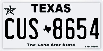 TX license plate CUS8654