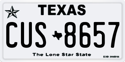 TX license plate CUS8657