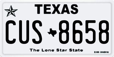 TX license plate CUS8658