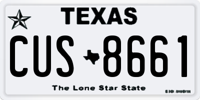 TX license plate CUS8661