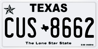 TX license plate CUS8662