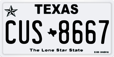 TX license plate CUS8667