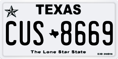 TX license plate CUS8669