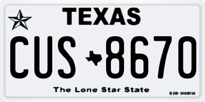 TX license plate CUS8670