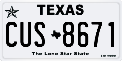 TX license plate CUS8671