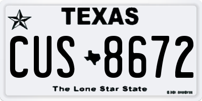 TX license plate CUS8672