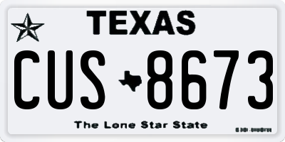 TX license plate CUS8673