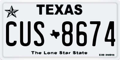 TX license plate CUS8674