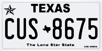 TX license plate CUS8675