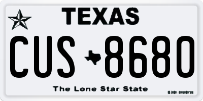TX license plate CUS8680