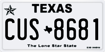 TX license plate CUS8681