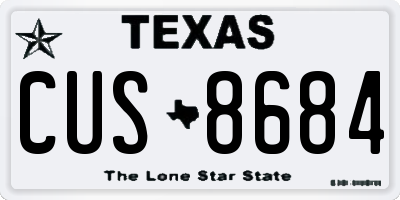 TX license plate CUS8684