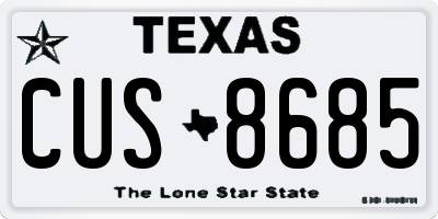 TX license plate CUS8685