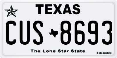 TX license plate CUS8693