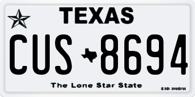 TX license plate CUS8694