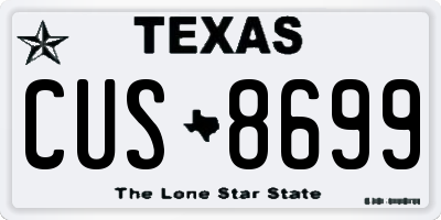 TX license plate CUS8699
