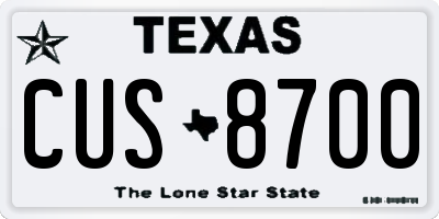 TX license plate CUS8700