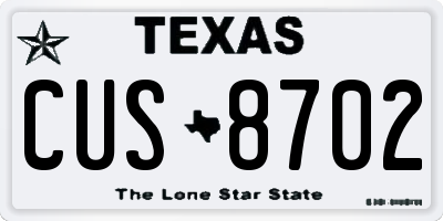 TX license plate CUS8702