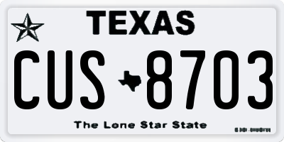 TX license plate CUS8703