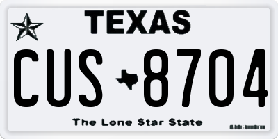 TX license plate CUS8704