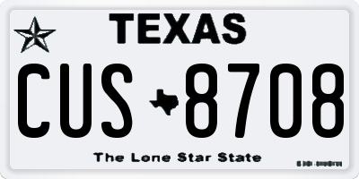 TX license plate CUS8708